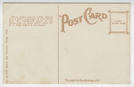 San Antonio, Texas. High School. (back)