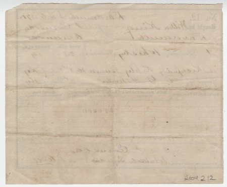 Receipt from J. Evins & Co., September 3, 1878.