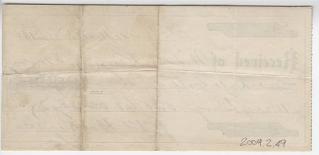 S. Malony Receipt, December 17, 1880. (back)