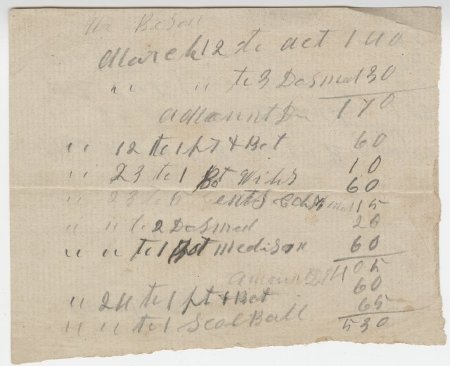Bill for Mr. Beason, March 24. (back)