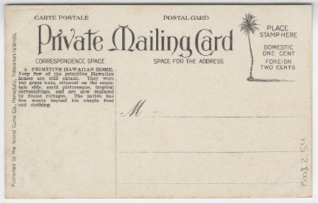 Native Homestead, Hawaiian Islands (back)
