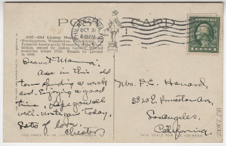 Old Livezey House, Washington's Hdqts, Wissahickon, Philadelphia (back)