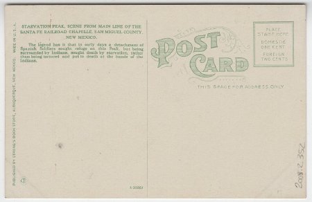 Starvation Peak, San Miguel County, New Mexico (back)