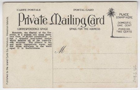 Punchbowl Hill, Honolulu, Hawaiian Islands (back)