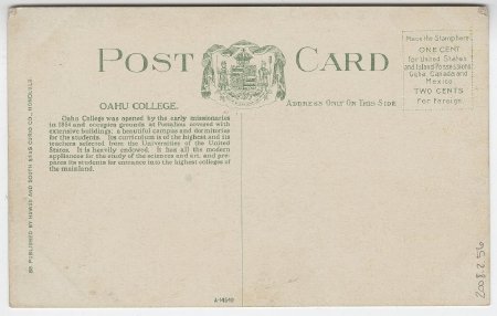 Oahu College, Honolulu (back)