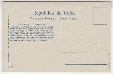 Habana: Entrance To Cemetery (back)