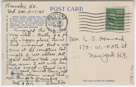 Charles L. Cooke Memorial Library, Hollins College, VA. (back)