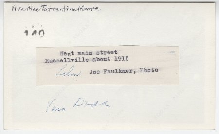 Men riding horses on Main Street, Russellville, Ark. (back)